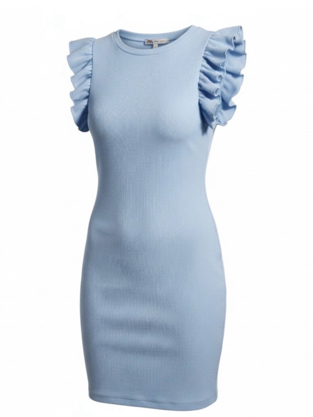 Zara Light Blue Flutter Sleeve Mini Dress